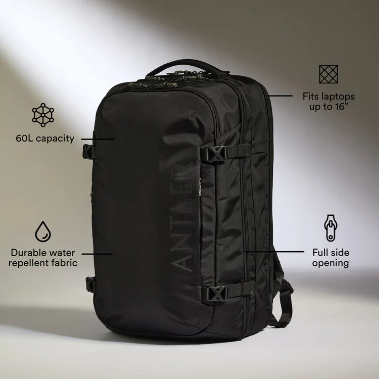 Antler - Discovery 60L Hybrid Duffle Backpack in Black