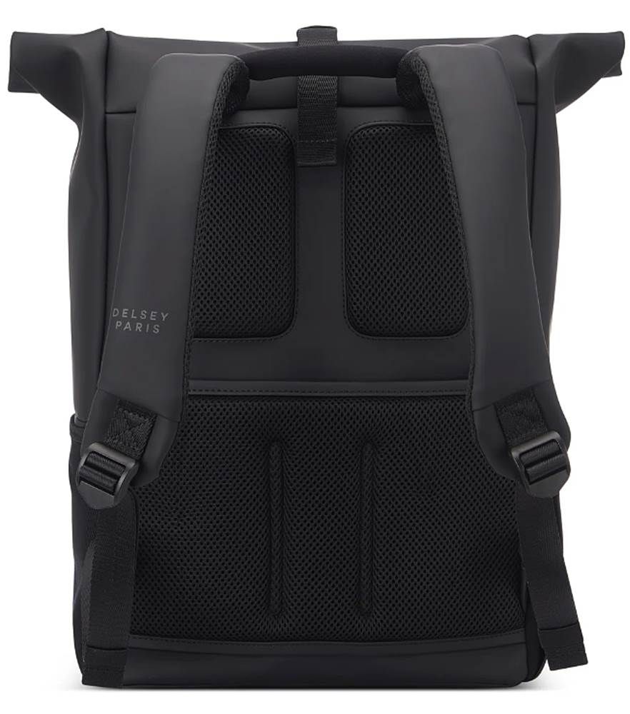 Delsey Turenne Soft Rolltop 15" Laptop Backpack with RFID - Black - rainbowbags