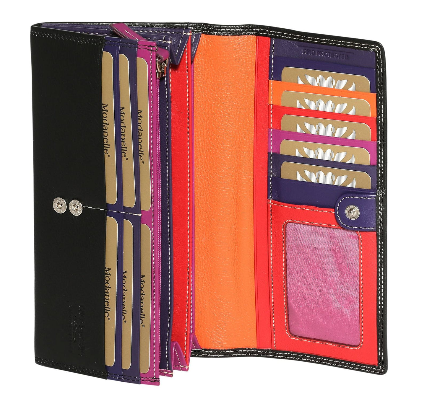 MODAPELLE LEATHER MULTI COLOURED RFID LADY WALLET 7327 - rainbowbags
