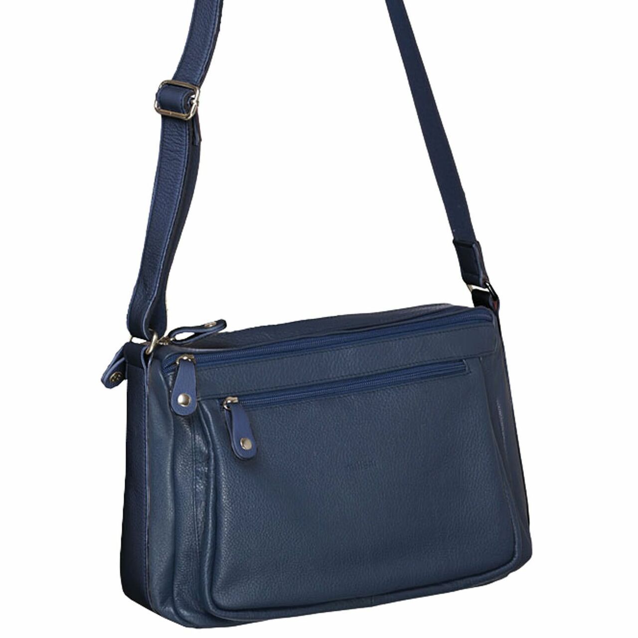 Milleni Ladies Nappa Leather Cross-Body Bag in Navy - rainbowbags