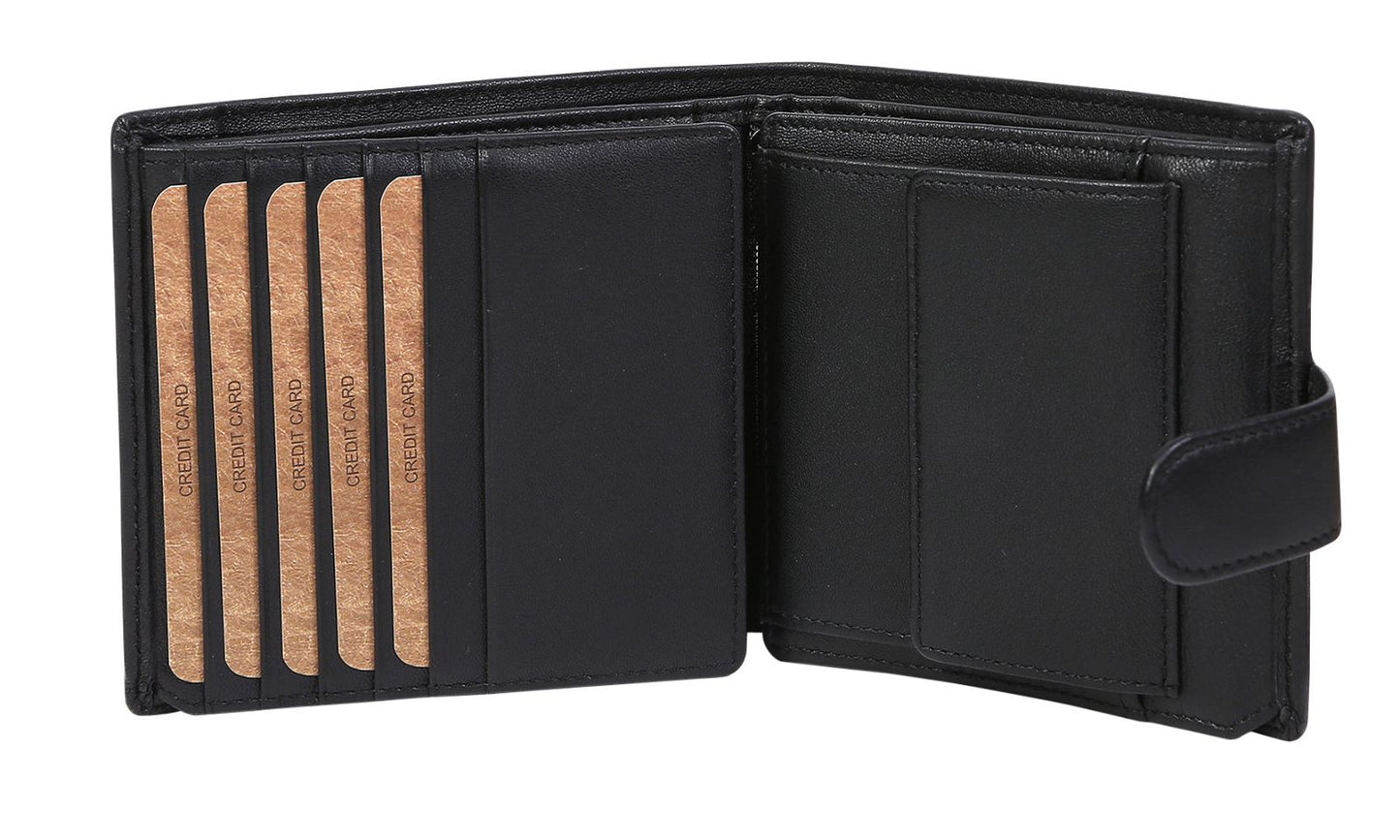 Modapelle - MENS VINTAGE RFID LEATHER WALLET BLACK - rainbowbags