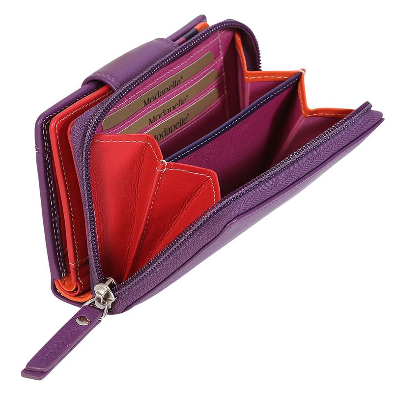 Modapelle - RFID Leather Multi Coloured Wallet - rainbowbags