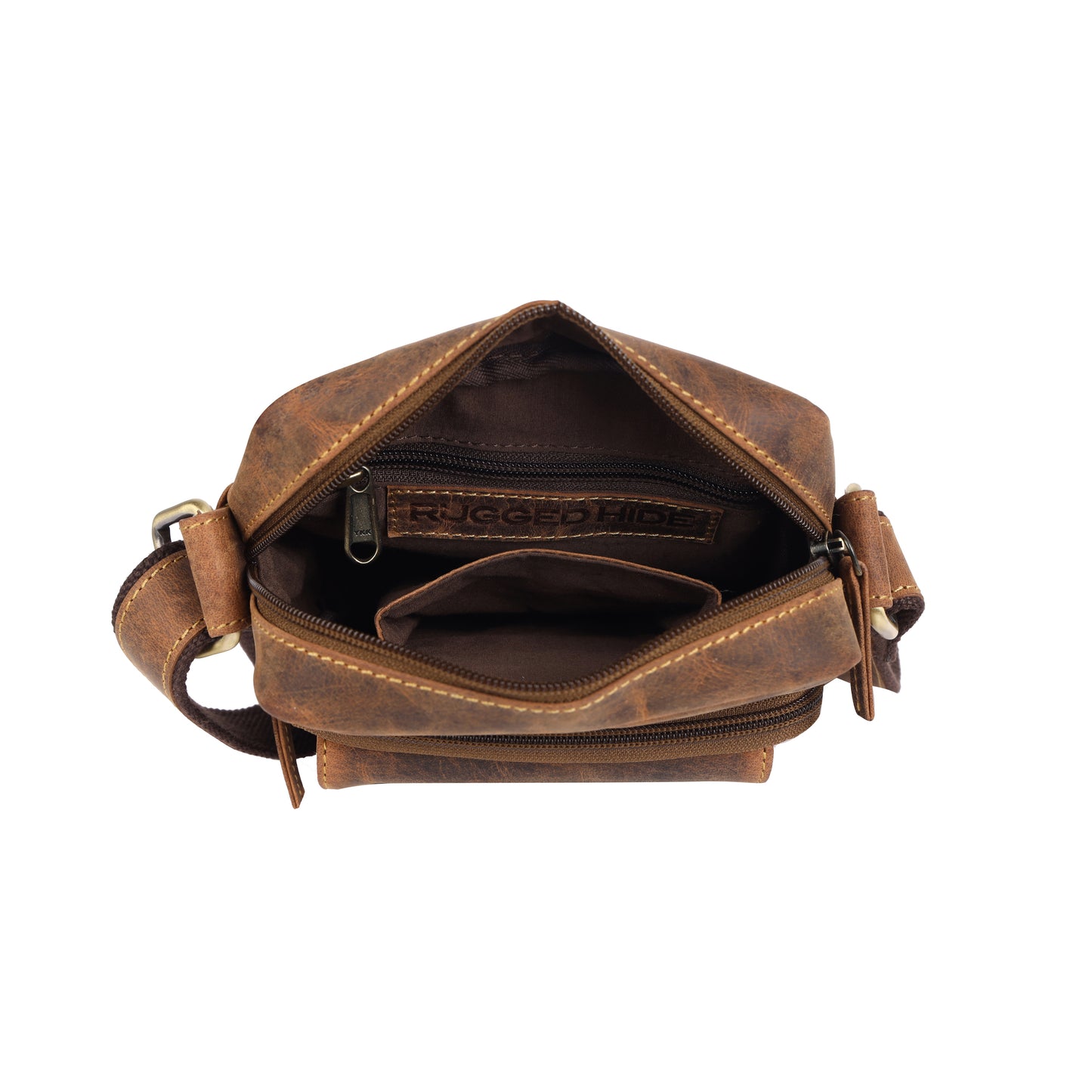 Rugged Hide - RH-2589 Benson Small Hunter Leather Satchel in Hunter Brown colour