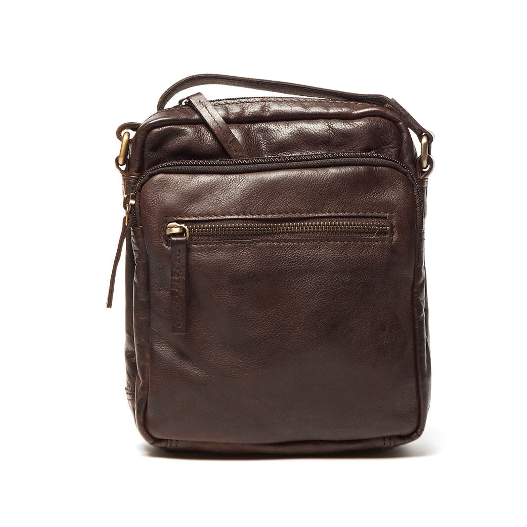 Oran - RH-2622 Helsinki Small rugged leather side bag front pockets