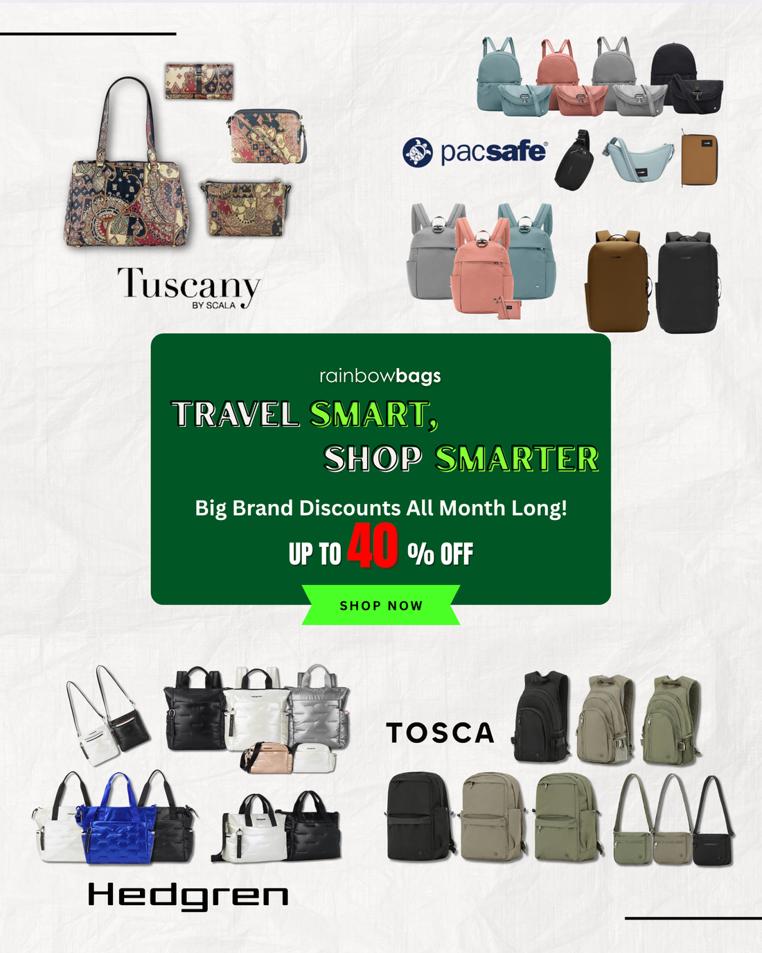 September Sale: Pacsafe, Hedgren, Tosca & Scala Bags at Unbeatable Prices