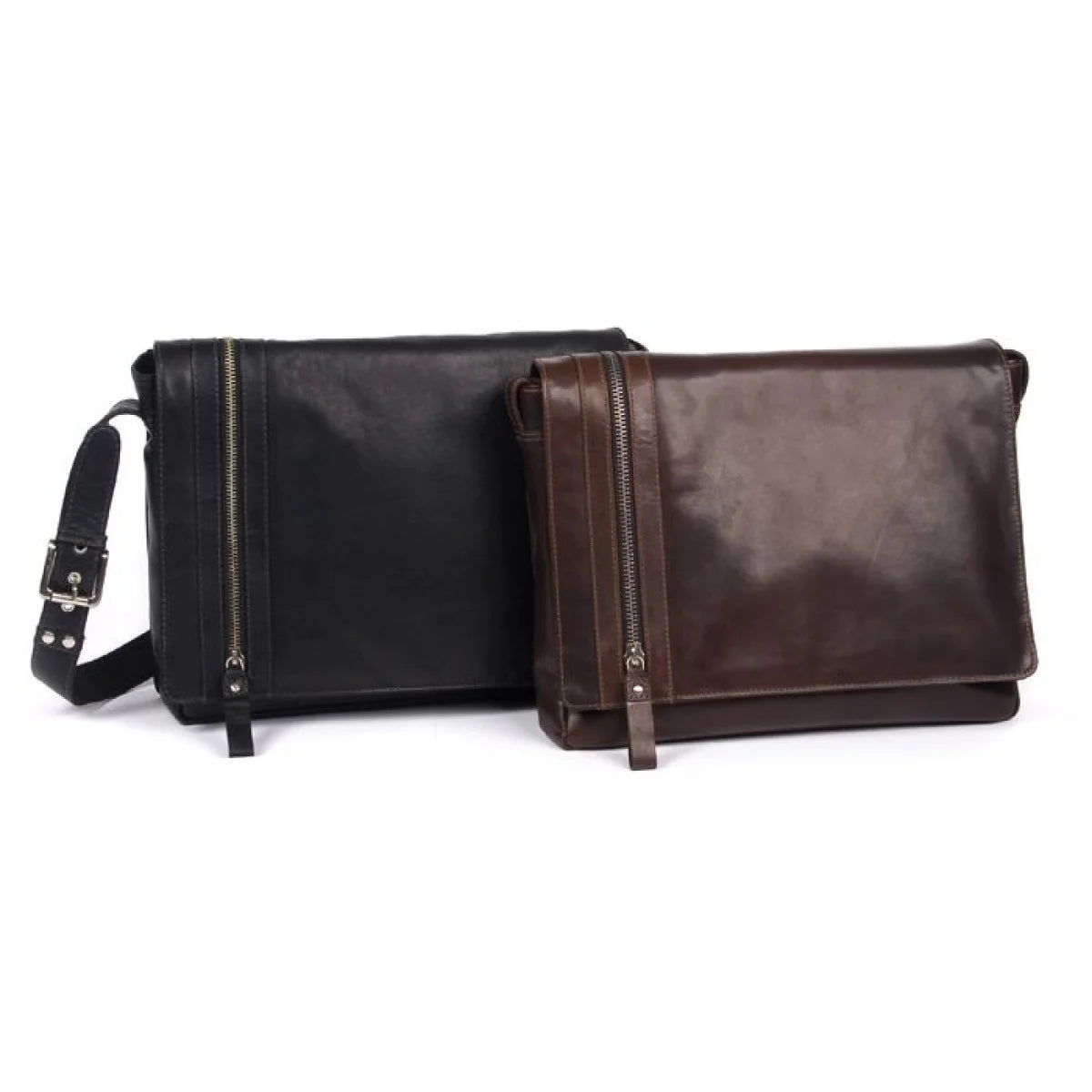Oran - Phil Leather Messenger Bag Black - rainbowbags