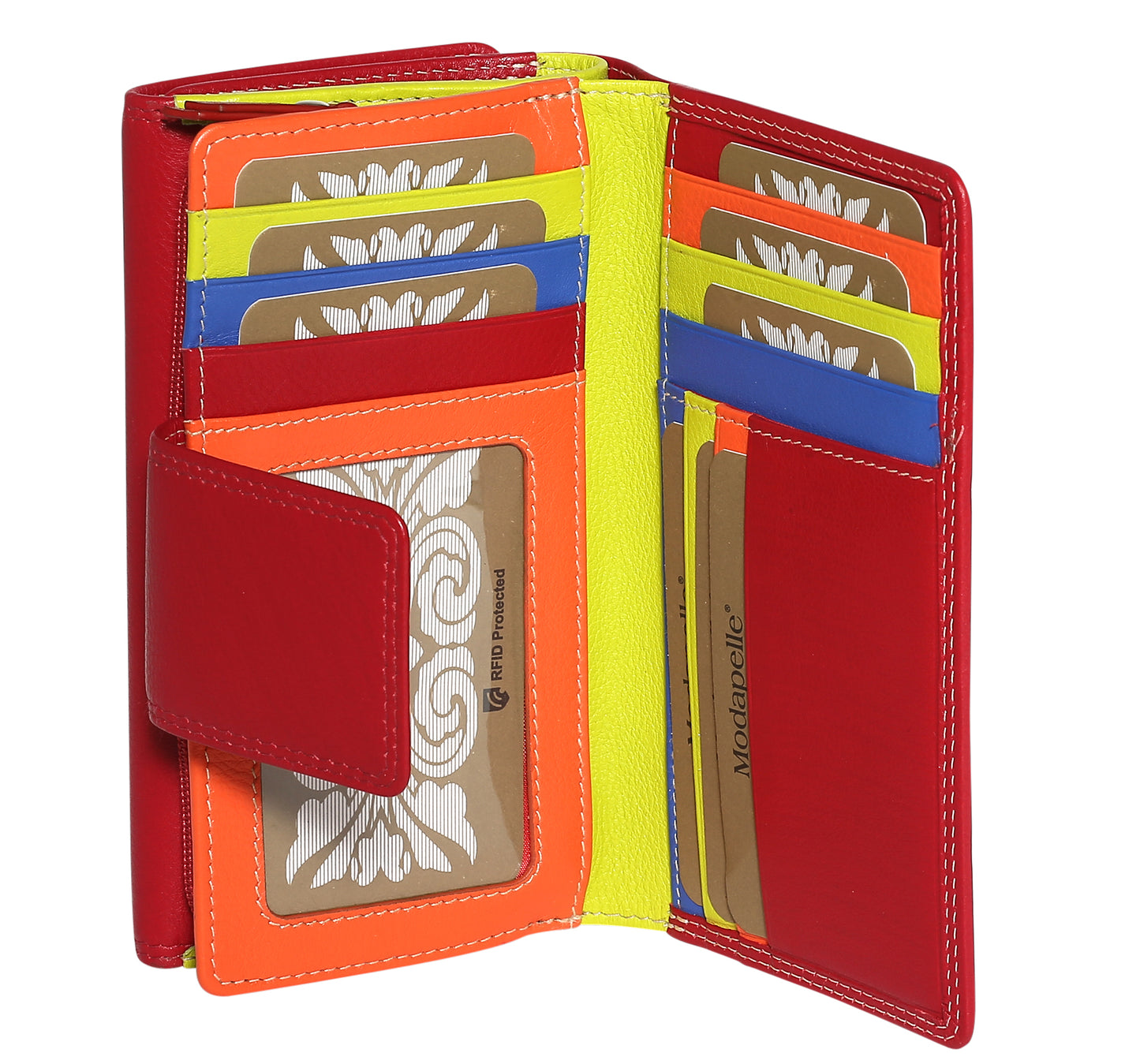 Modapelle Ladies RFID LEATHER MULTI COLOURED WALLET 7332