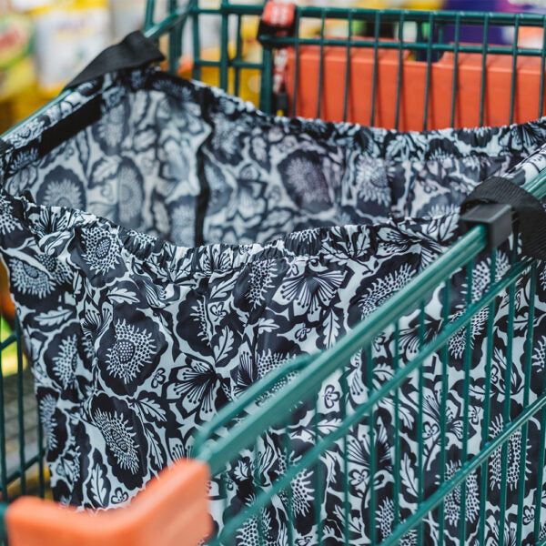 Annabel Trends - Shopping Trolley Bag – Black Floral - rainbowbags