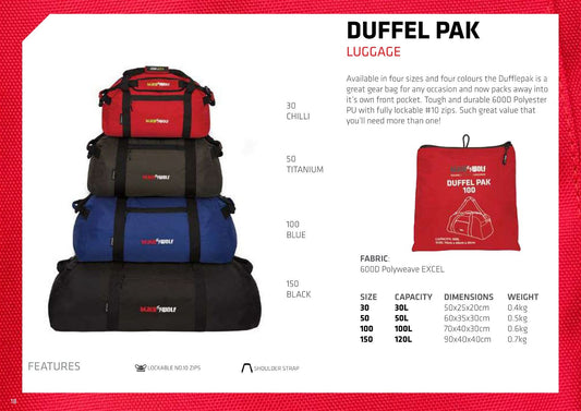 Black & Wolf - Foldable DufflePack 70L - rainbowbags