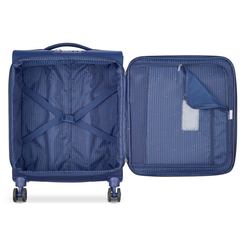 Delsey BROCHANT 2.0 55cm Carry On Softsided Luggage - Blue - rainbowbags