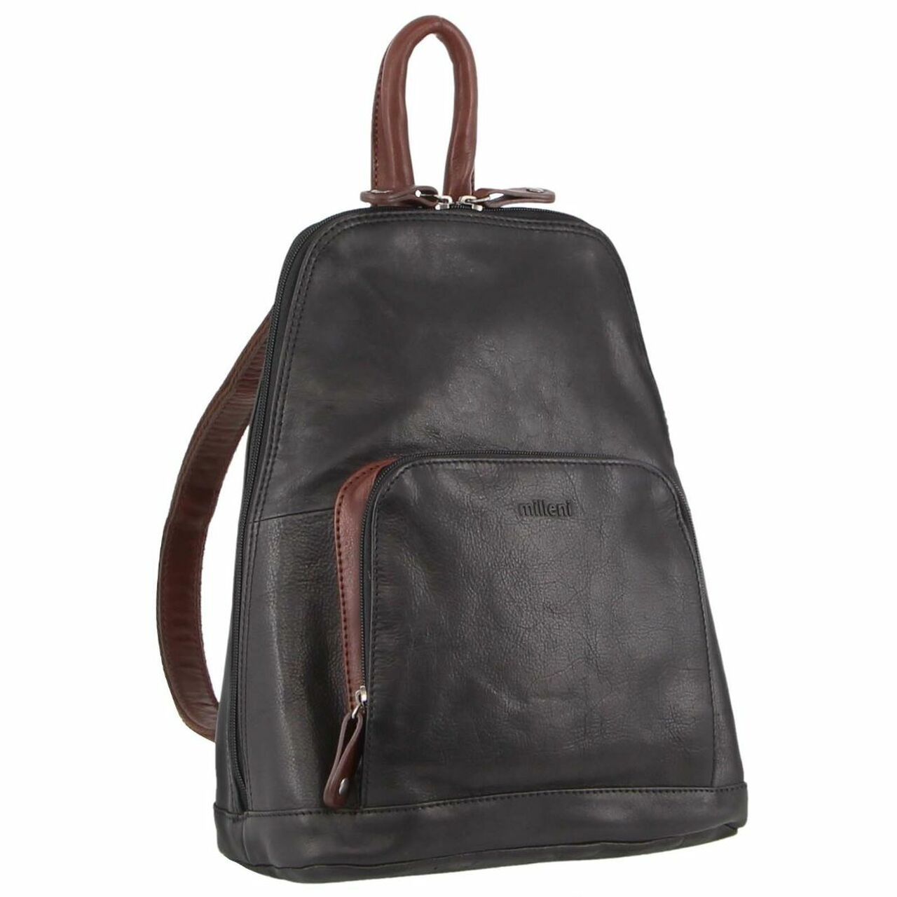 Milleni Ladies Nappa Leather Twin Zip Backpack - rainbowbags