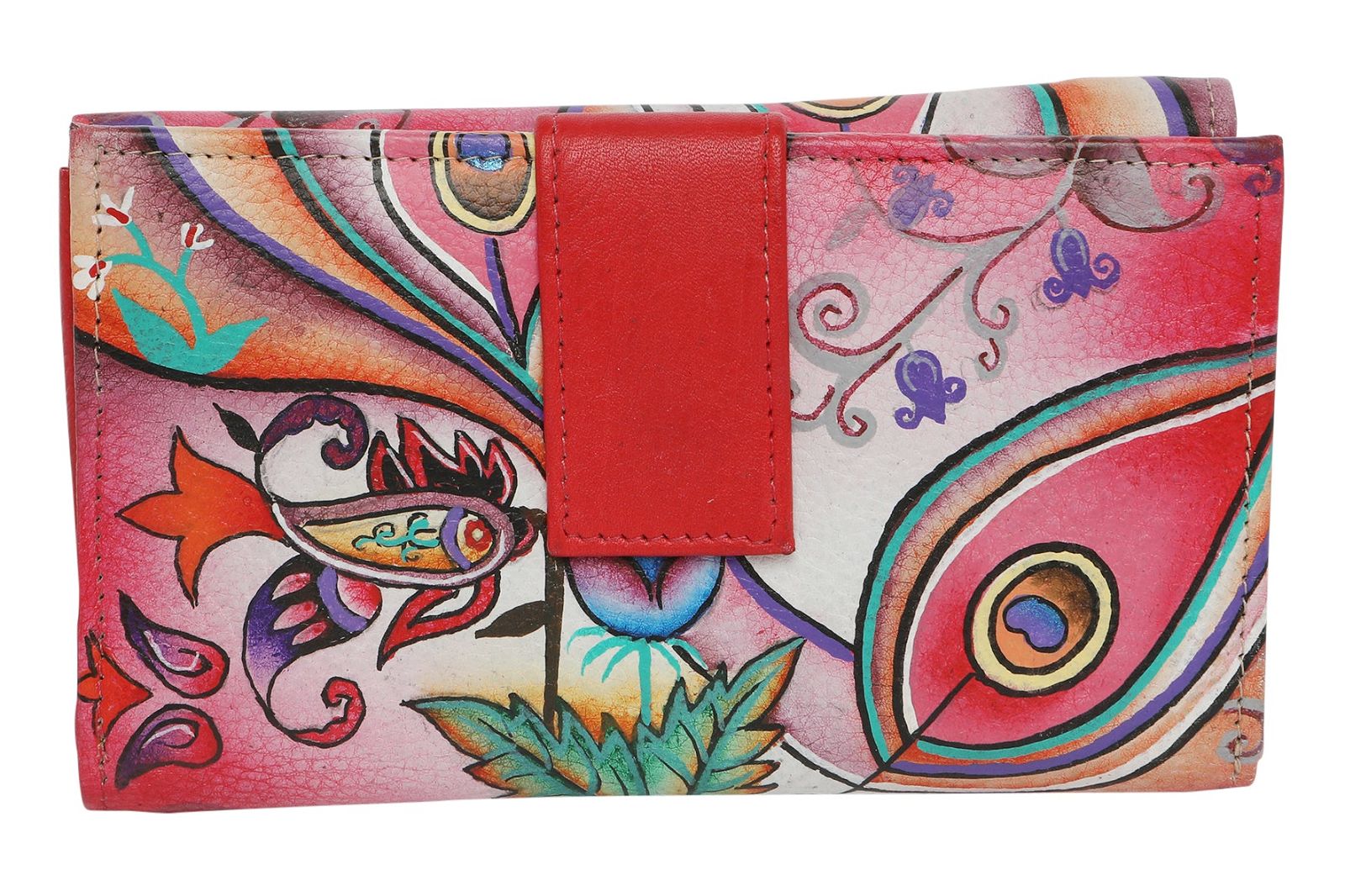 Modapelle - Ladies Hand-Painted RFID Leather Wallet - rainbowbags