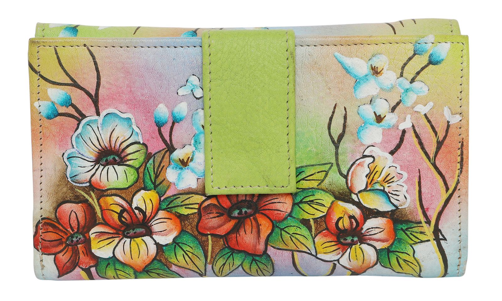 Modapelle - Ladies Hand-Painted RFID Leather Wallet - rainbowbags