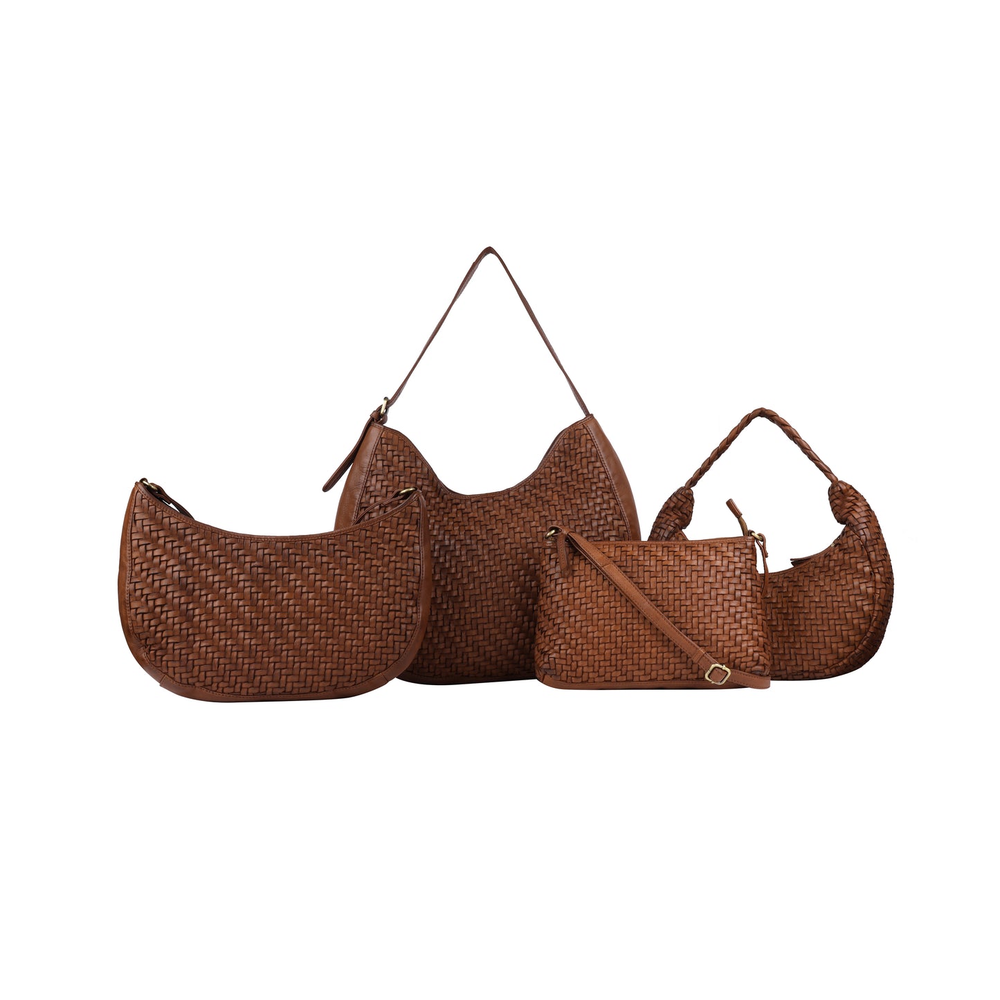 Rugged Hide RH-2590 Ballarat Ladies’ Leather Half-Moon Woven Crossbody Bag