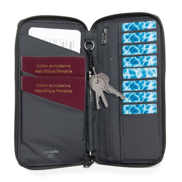 PACSAFE RFIDSafe TRAVEL WALLET BLACK - rainbowbags