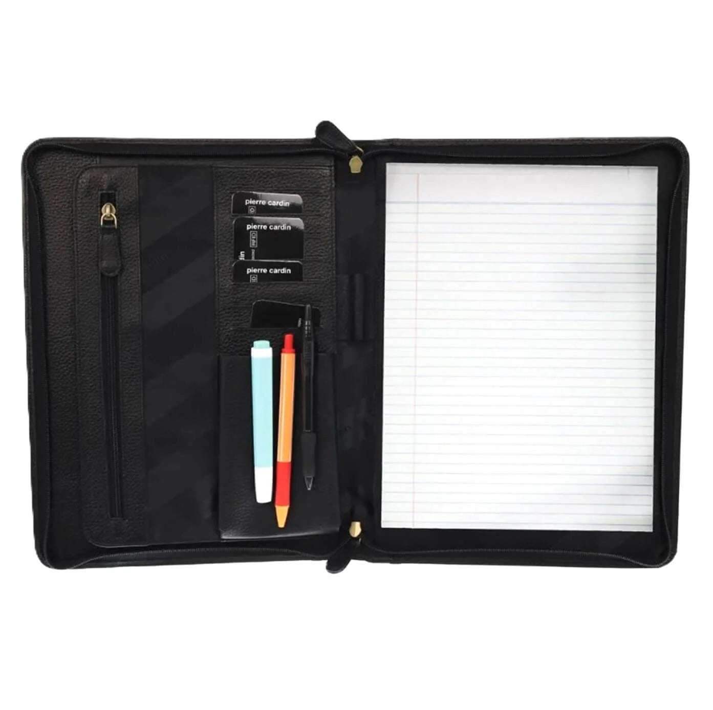Pierre Cardin Italian Leather A4 Business Folio in Black