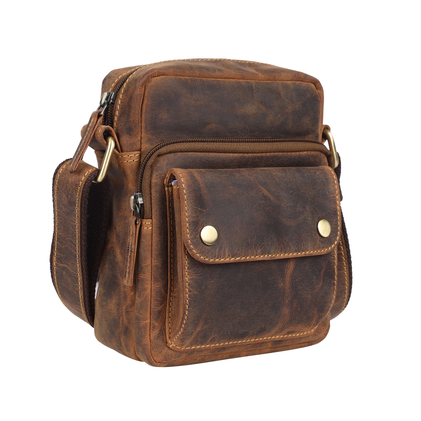 Rugged Hide - RH-2589 Benson Small Hunter Leather Satchel in Hunter Brown colour