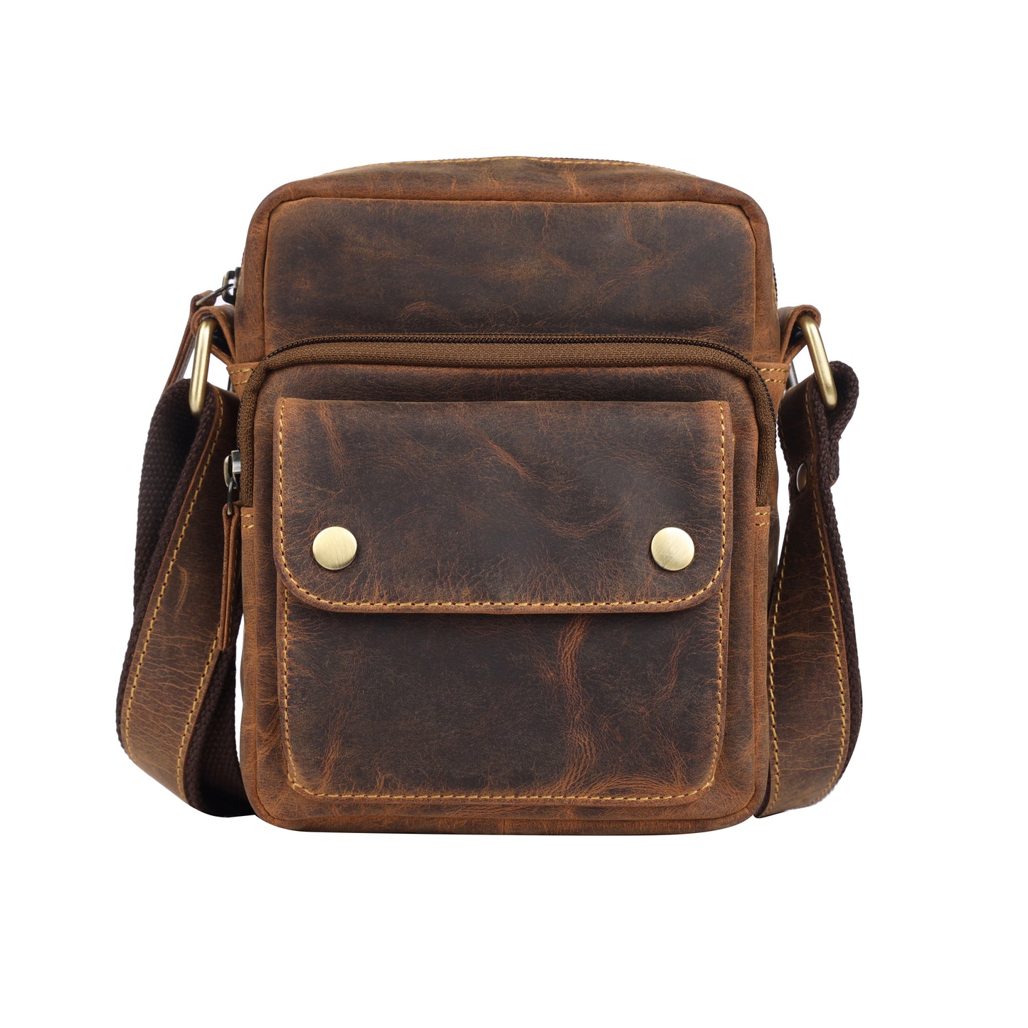 Rugged Hide - RH-2589 Benson Small Hunter Leather Satchel in Hunter Brown colour