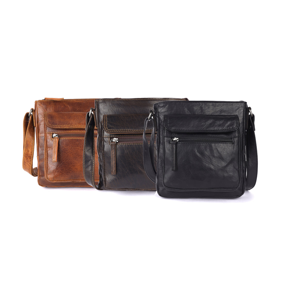 Rugged Hide RH-2725 Jamie Unisex leather crossbody satchel - Rainbow Bags