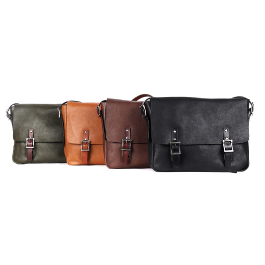 Rugged Hide RH-6036 Stanley Unisex Leather Messenger Bag with Buckles