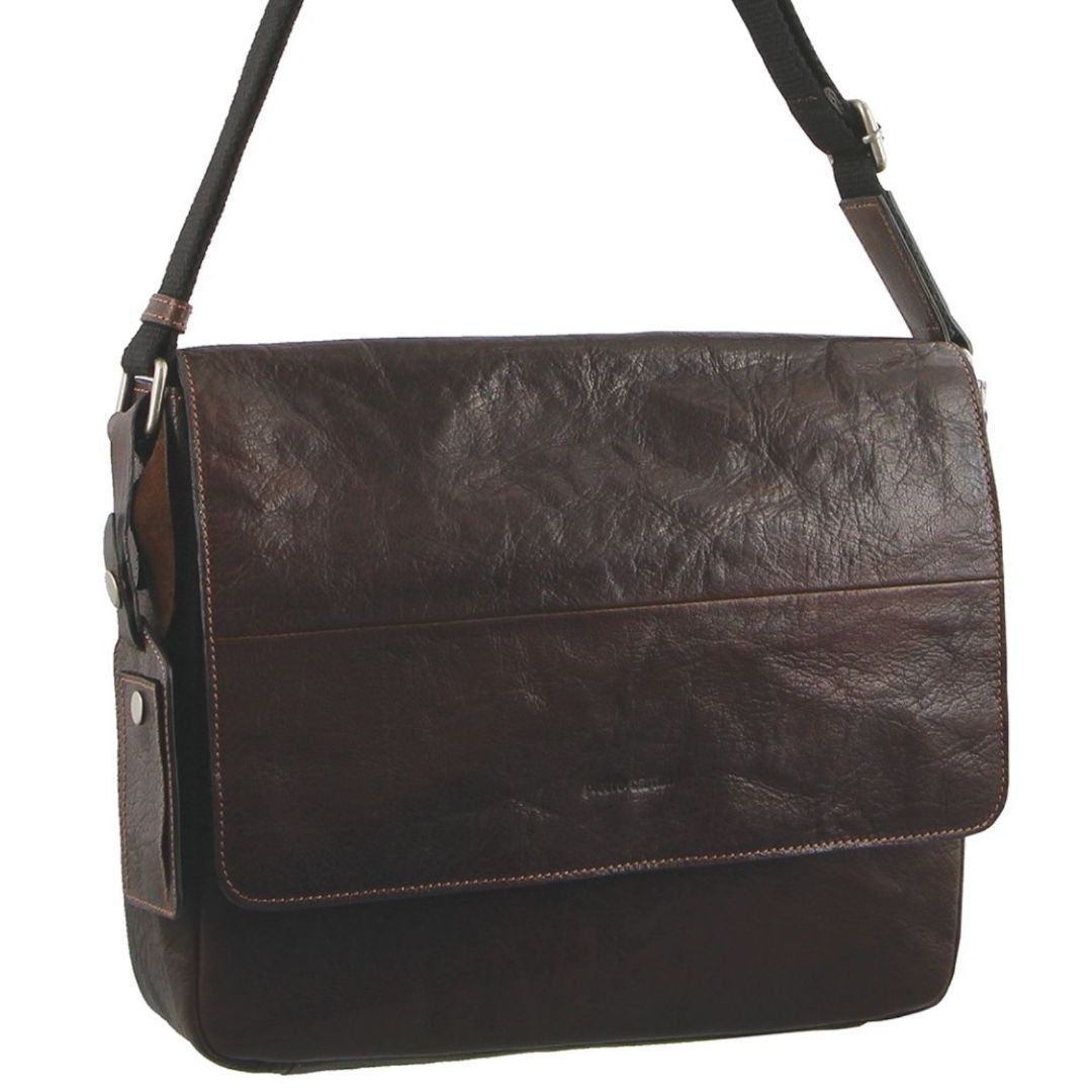 Pierre Cardin Rustic Leather Computer Bag/Satchel - rainbowbags