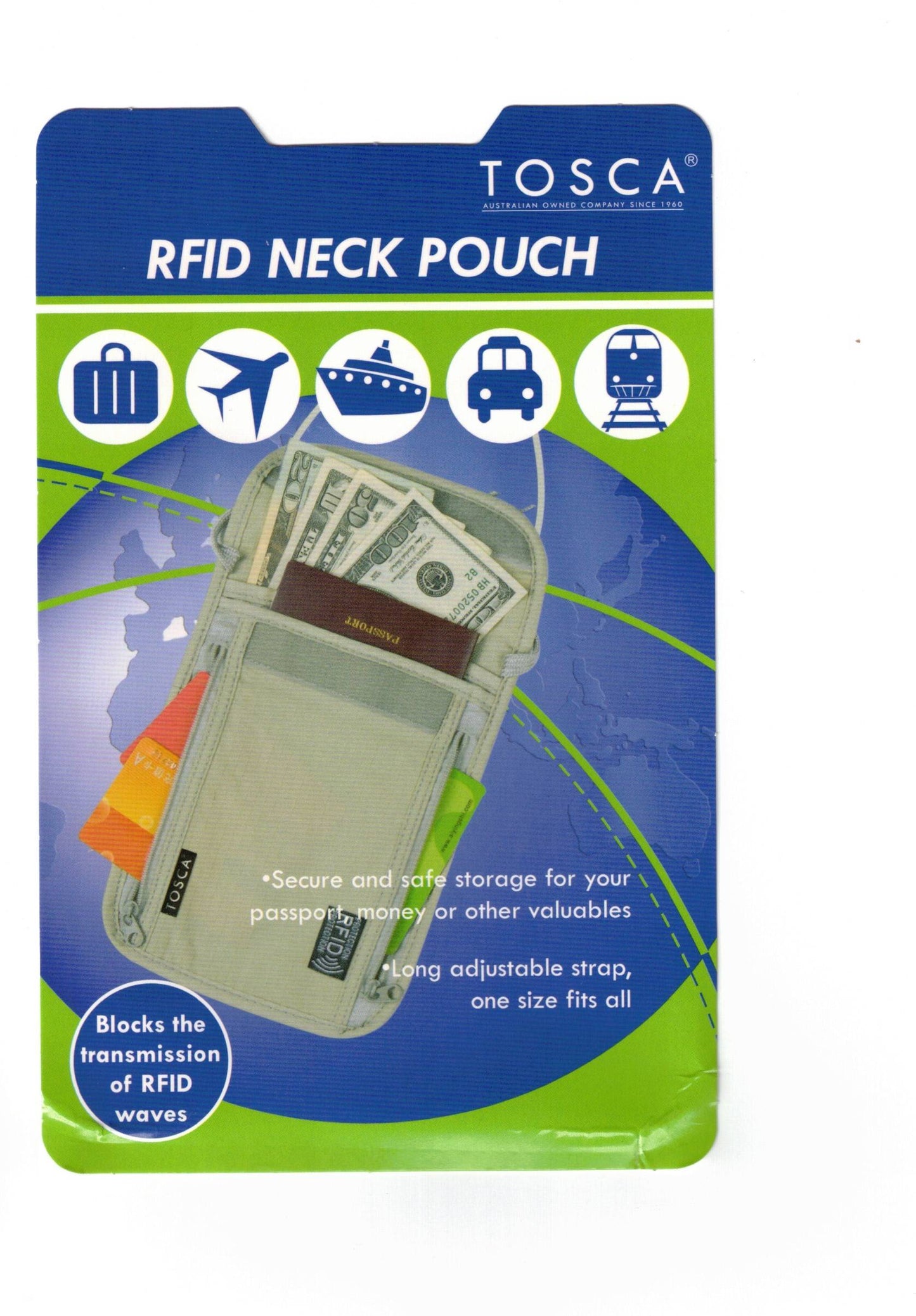 TOSCA RFID NECK POUCH