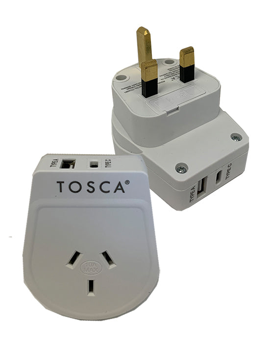 英国 USB A+C 和电源适配器 (USB ACUK)