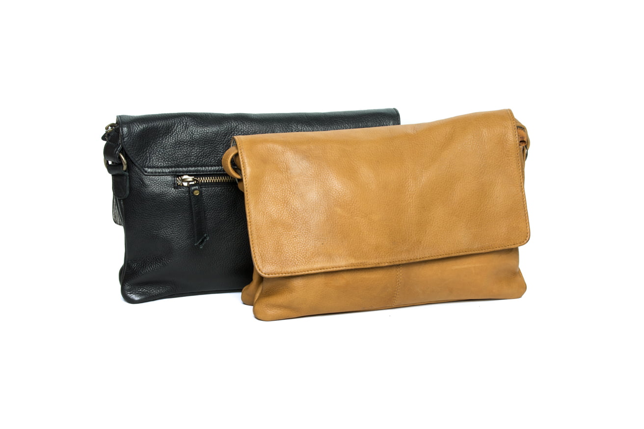 Rugged Hide RH-10745 Fay Leather Sling Handbag in Black