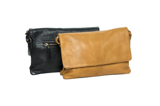 Rugged Hide RH-10745 Fay Leather Sling Handbag in Black