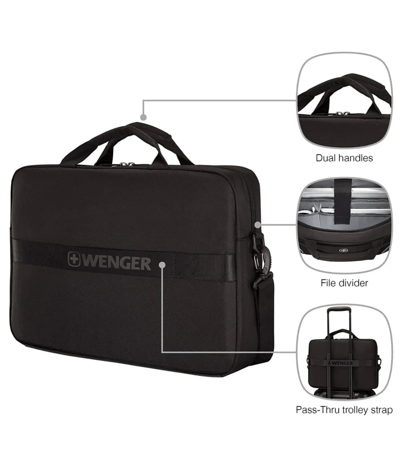 Wenger XE Compact 16" Laptop Briefcase with Tablet Pocket - Black 653299