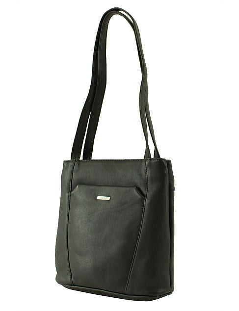 JOAN WEISZ LEATHER NORTH/SOUTH TOTE