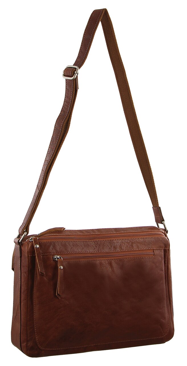 Milleni Ladies Nappa Leather Cross-Body Bag - Chestnut