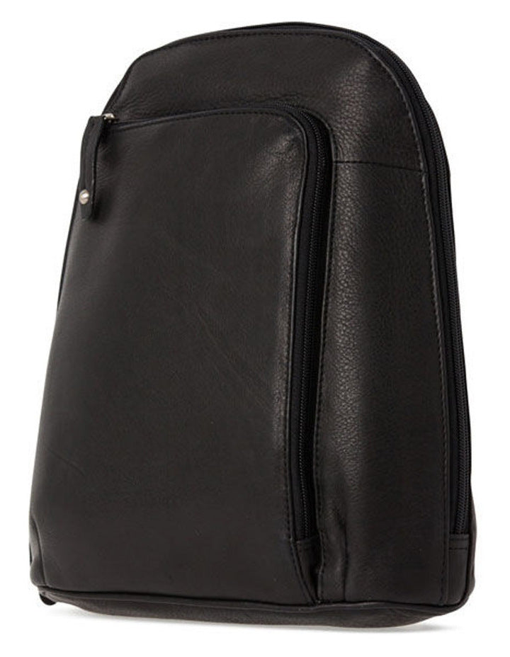 Joan Weisz Leather Front Zip Backpack Black - rainbowbags