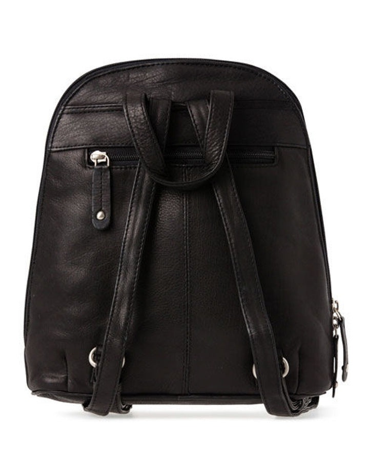Joan Weisz Leather Front Zip Backpack Black - rainbowbags