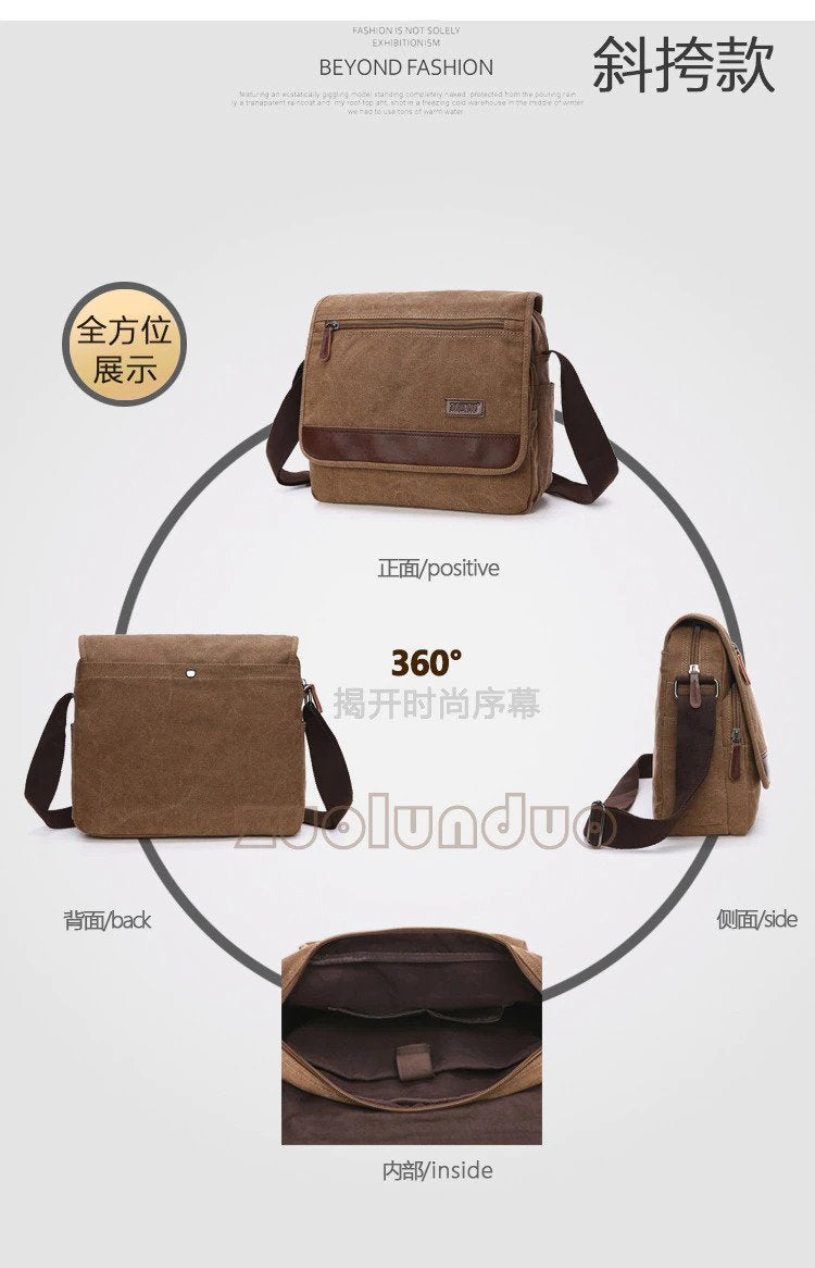 Zuolunduo Vintage style Canvas Messenger & Shoulder Bag 8099
