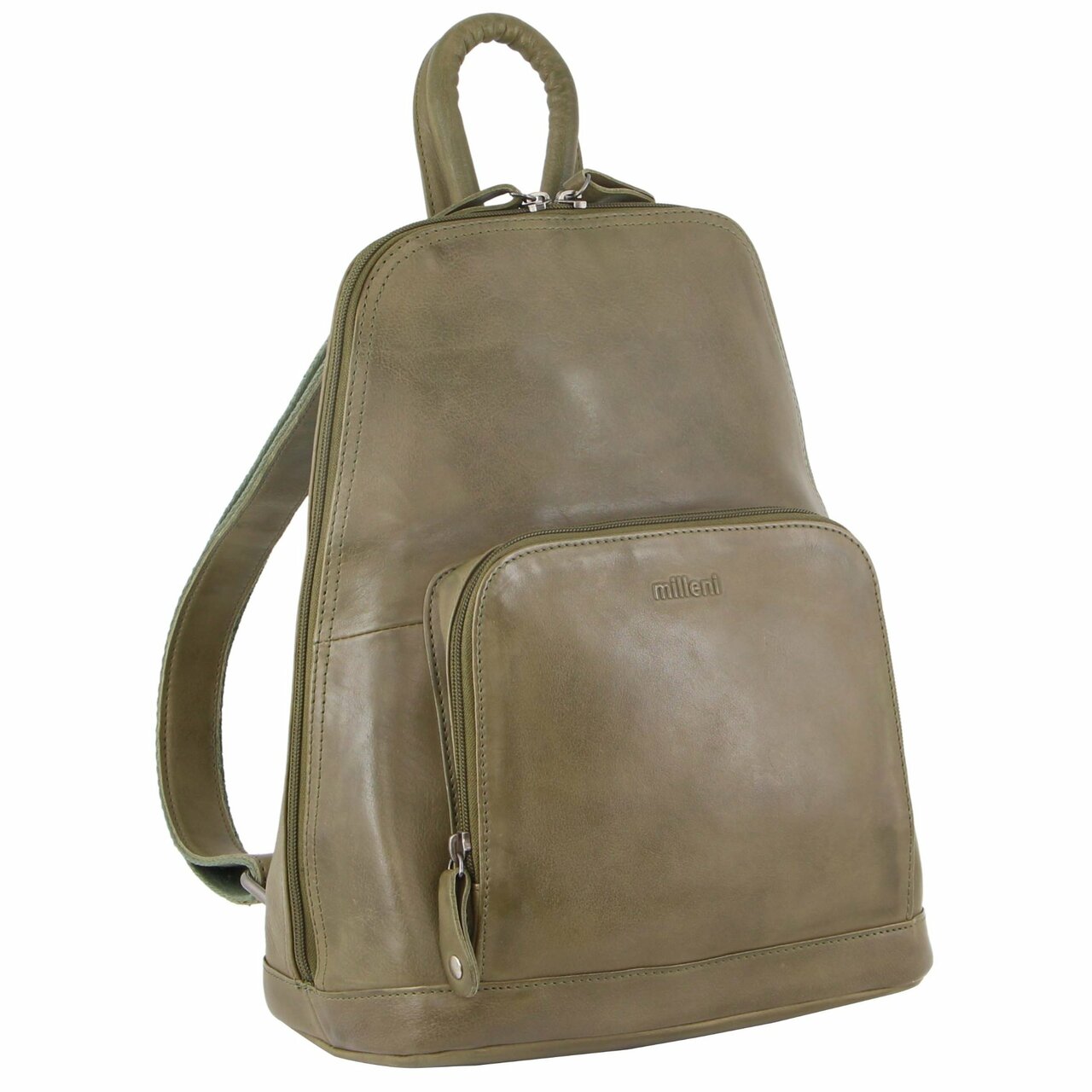 Milleni Ladies Nappa Leather Twin Zip Backpack