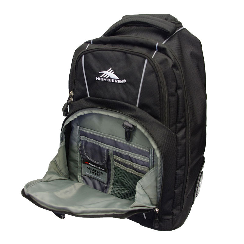 High Sierra Freewheel 17" Laptop Wheel Backpack Black - rainbowbags